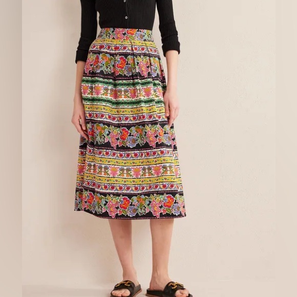 Boden Pleated Full Midi Skirt Multi, Tapestry Stripe - Picture 1 of 9